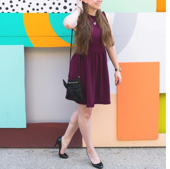 KATE SPADE Ma Cherie Ruffle Fit & Flare Mini Dress Cranberry Red Small Size 4 - Picture 12 of 14